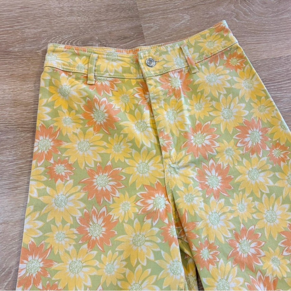 RESERVED - Zara Marine straight flower power jeans